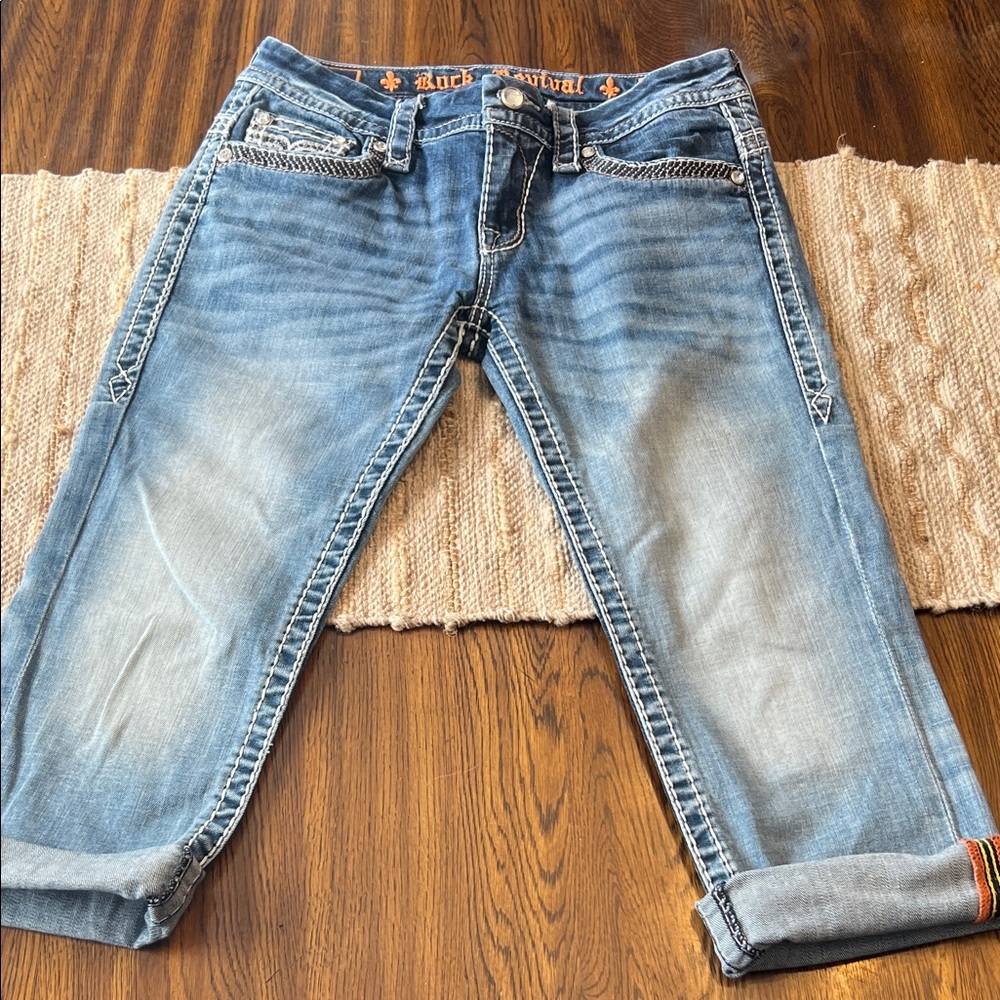 Rock Revival Women's Faded Blue Ankle Jeans